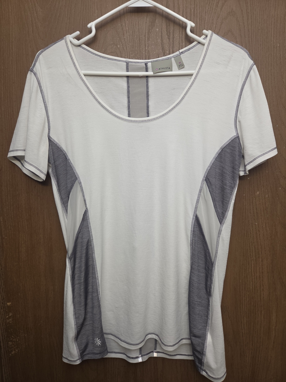 Athleta White and Gray Short-Sleeve Performance Tee